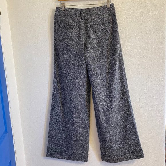 Free People Super Wide Leg Black and White Tweed Herringbone Pants Size 2 - Picture 5 of 6